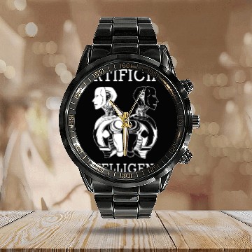 Discover AI Artificial Intelligence Computer Science Calendar Steel Band Watch