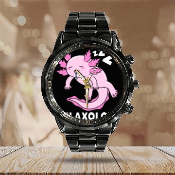 Discover Axolotl Amphibian Pet Funny Axolotls Calendar Steel Band Watch