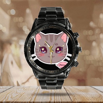 Discover Kawaii Cat – Ultimate Cute Cat Aesthetic Calendar Steel Band Watch