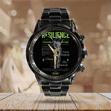 Discover Resilience Angel – Neon Motivational Art Calendar Steel Band Watch