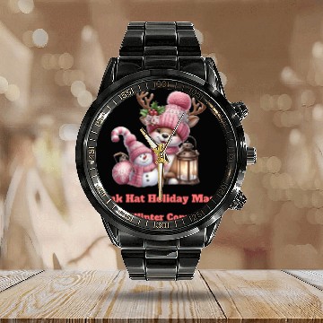 Discover A Pink Winter Wonderland Calendar Steel Band Watch