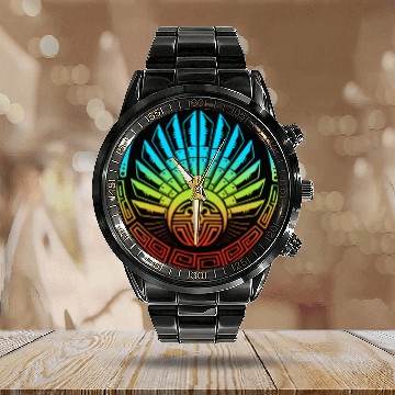 Discover Mayan And Aztec Quetzalcoatl Maya Tribal Calendar Steel Band Watch