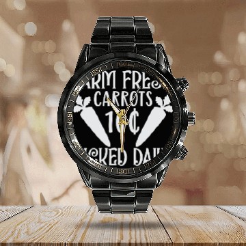 Discover Farm Fresh Carrots 10c Picked Daily Happy Easter Calendar Steel Band Watch
