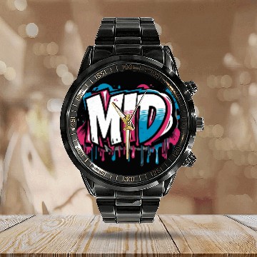 Discover MID Graffiti Calendar Steel Band Watch – Funny Gen Z Slang Design