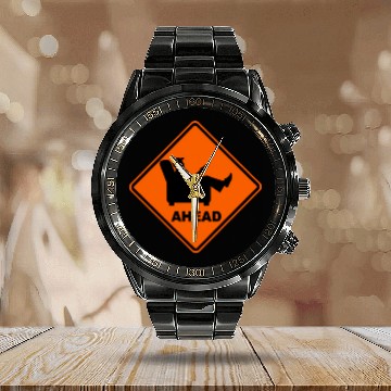 Discover Couch Potato "Dad" Ahead Calendar Steel Band Watch