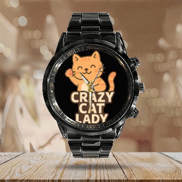 Discover Crazy Cat Lady – Cute Cat Lover Design Calendar Steel Band Watch