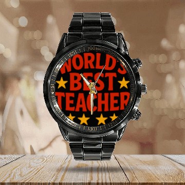 Discover Worlds Best Teacher Calendar Steel Band Watch