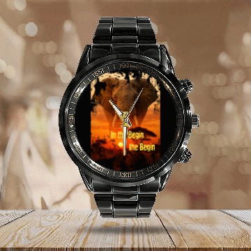 Discover african elephant Calendar Steel Band Watch