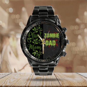 Discover Plant Mom Zombie Dad Couple Design Calendar Steel Band Watch