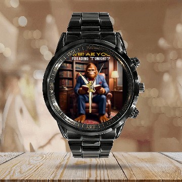 Discover Bigfoot Reading in the Library Sasquatch - What Calendar Steel Band Watch