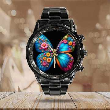 Discover Colorful Butterfly Nature Inspired Summer Vibes Calendar Steel Band Watch