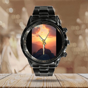 Discover Summit of Dawn Embrace the Horizon Calendar Steel Band Watch