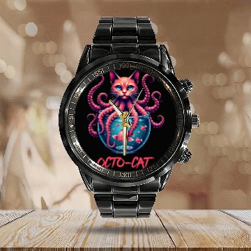 Discover Octo-Cat Creepy Cute Hybrid Monster Design Calendar Steel Band Watch