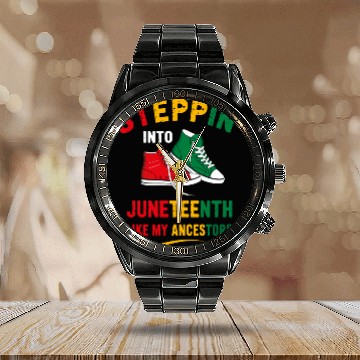 Discover Steppin' Into Juneteenth Like My Ancestors Calendar Steel Band Watch