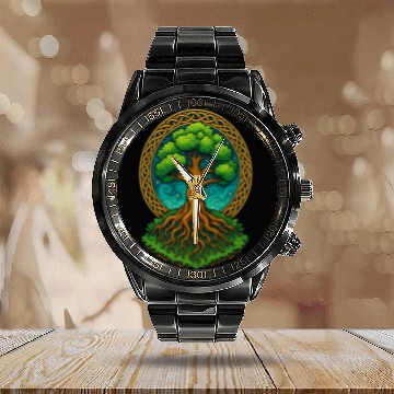 Discover Tree of Life Fantasy Illustration Calendar Steel Band Watch