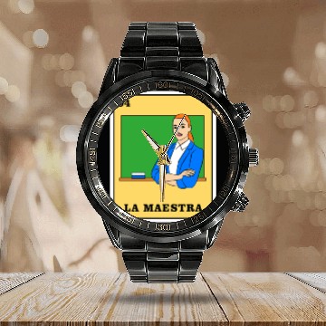 Discover Mexican Lottery La Maestra Calendar Steel Band Watch