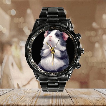 Discover Prayerful Guinea Pig Animal Zen Calendar Steel Band Watch