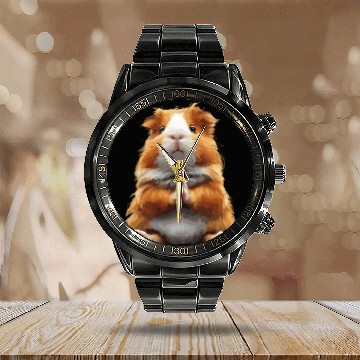 Discover Peaceful Meditation Guinea Pig Zen Moment Pet Calendar Steel Band Watch