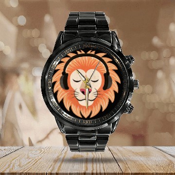 Discover Bass the Vinyl Lion Calendar Steel Band Watch