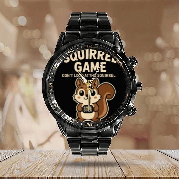 Discover Funny Squirrel Game Meme Calendar Steel Band Watch