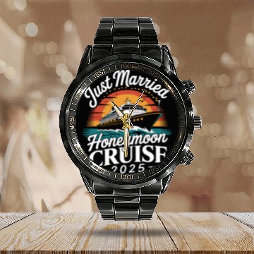 Discover Just Married Honeymoon Cruise 2025 Adventure Calendar Steel Band Watch
