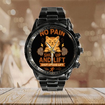 Discover Grumpy Gym Cat – No Pain Shut Up and Lift Calendar Steel Band Watch