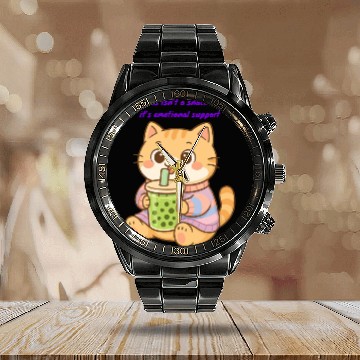 Discover Chubby Cat & Green Tea Delight – Kawaii Vibes Calendar Steel Band Watch