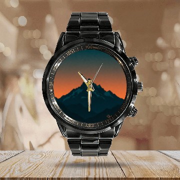 Discover Wanderlust Peaks Calendar Steel Band Watch
