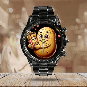 Discover Potato Loves Fries Calendar Steel Band Watch
