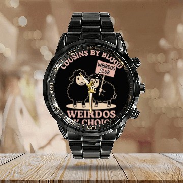 Discover Funny Black Sheep Cousin Quirky Family Outcast Calendar Steel Band Watch