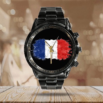 Discover French Flag (Colors of Liberty) Calendar Steel Band Watch