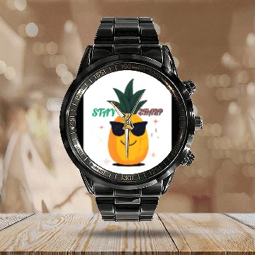 Discover “Stay Sharp” (Pineapple with Sunglasses) Calendar Steel Band Watch
