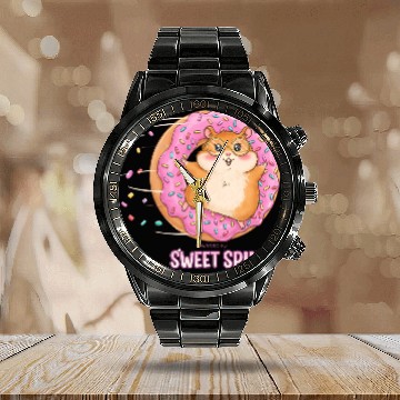 Discover Sweet Spins_ Hamster Calendar Steel Band Watch