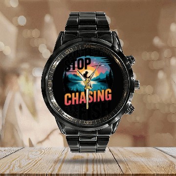 Discover Chasing Fish Sunset Illustration Calendar Steel Band Watch