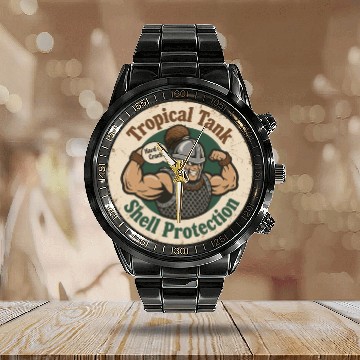 Discover Tropical Tank Shell Protection Coconut Calendar Steel Band Watch