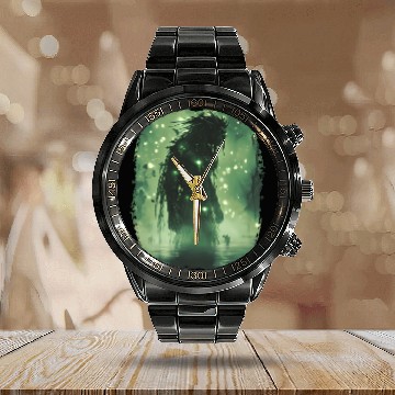 Discover Swamp Demon with Glowing Aura and Haunt Magic Calendar Steel Band Watch