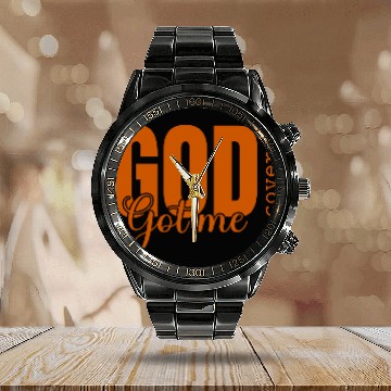 Discover God Got Me Covered - Faith-Based Christian Apparel Calendar Steel Band Watch