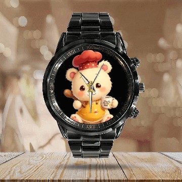Discover Chef Bear - Secret Fuel Coffee Calendar Steel Band Watch