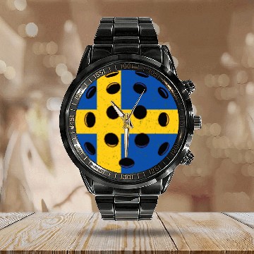 Discover pickleball sweden Calendar Steel Band Watch