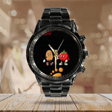 Discover U R Funny (Tomato and Potato) Calendar Steel Band Watch