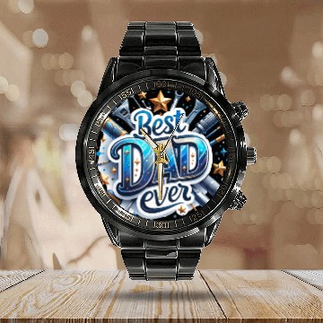 Discover Best Dad Ever Fathers Day Calendar Steel Band Watch