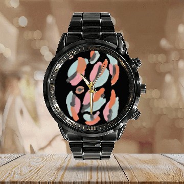 Discover Abstract pastel watercolour painting pattern Calendar Steel Band Watch
