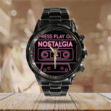 Discover Press Play Nostalgia Cassette 80s 90s Calendar Steel Band Watch