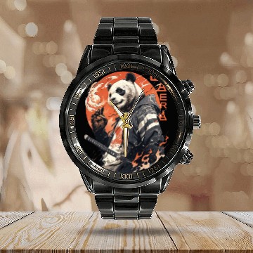 Discover Samurai Panda Warrior – Urban Anime Street Style Calendar Steel Band Watch