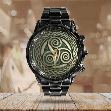 Discover Green Festival Logo Representing Irish Calendar Steel Band Watch