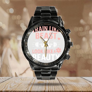Discover Train Like a Beast, Look Like a Beauty – Gym Motiv Calendar Steel Band Watch
