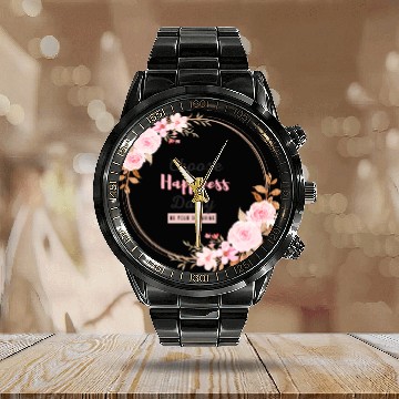Discover Choose Happiness Floral Frame - Bloom With Joy Calendar Steel Band Watch