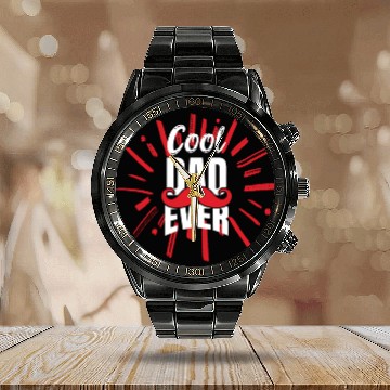 Discover Cool Dad Ever, Happy Fathers Day Calendar Steel Band Watch