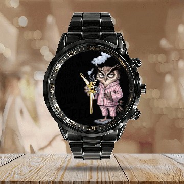 Discover Funny Owl Calendar Steel Band Watch