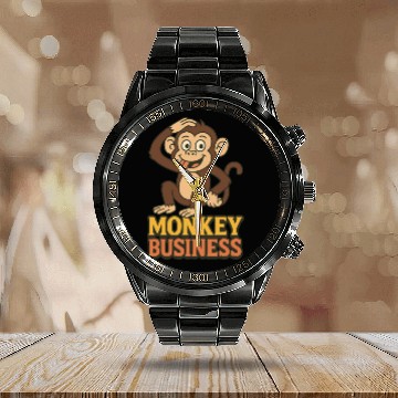 Discover Monkey business Calendar Steel Band Watch